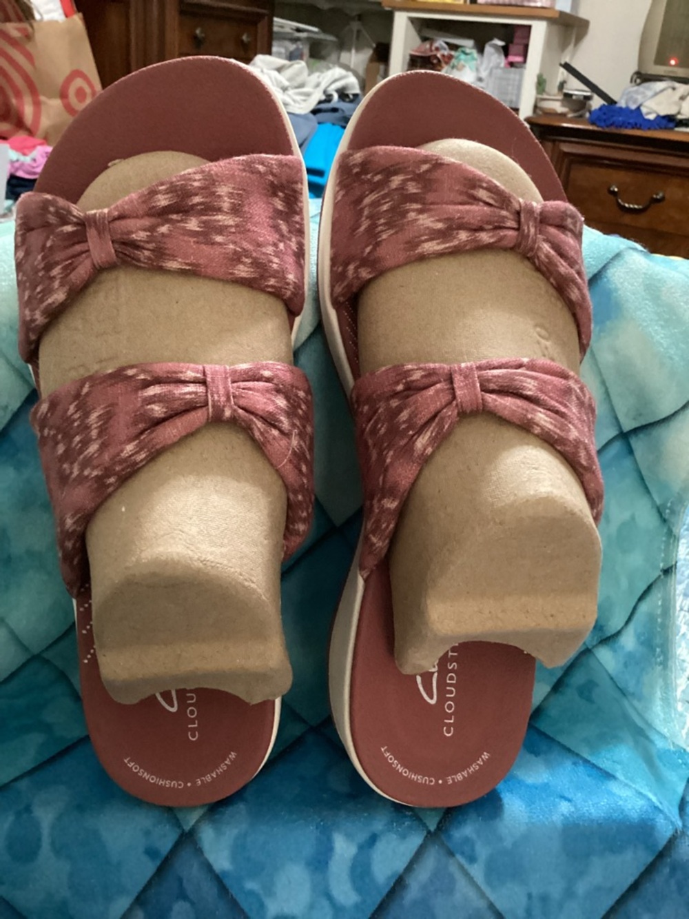 Clarks Rose Pink Knotted Slide Sandals